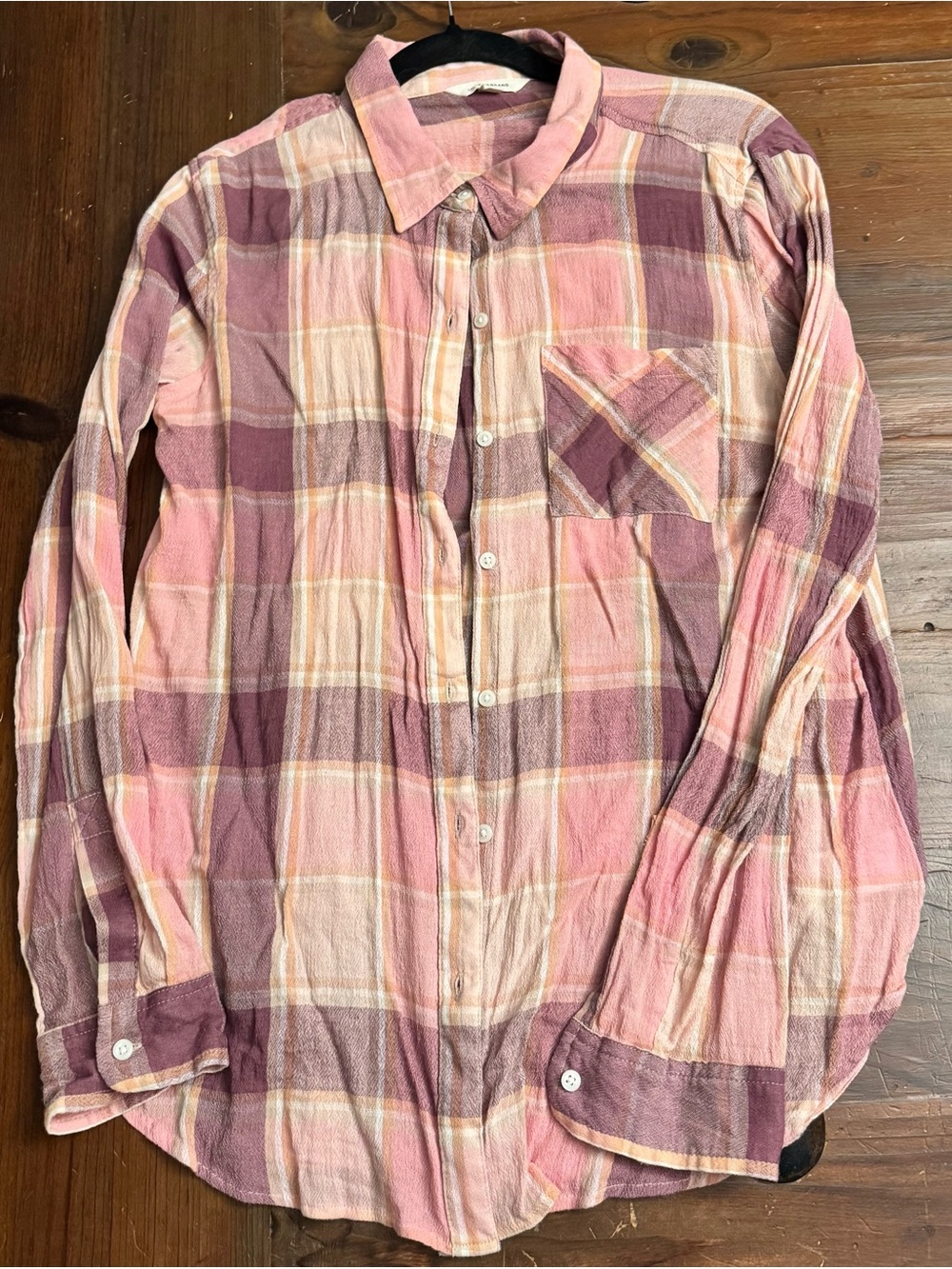 Lucky Brand Pink and Mauve Plaid Button-Down Shirt
